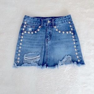 Studded Denim Skirt